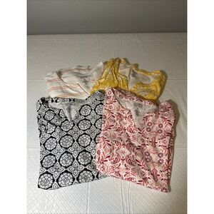 Croft &‎ Barrow Womens Lot  4 XXL Short Sleeve V-neck Floral Cotton Spring Tops